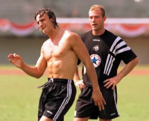 Alan Shearer and David Ginola training during Newcastle Uniteds pre season tour of Alan Shearer and David Ginola training during Newcastle Uniteds pre season tour of