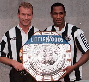 Alan Shearer and Les Ferdinand of Newcastle holding the charity Shield before Sundays Alan Shearer and Les Ferdinand of Newcastle holding the charity Shield before Sundays