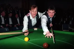 Alex Higgins snooker player (left) March 1990 with fellow professional Jimmy White Alex Higgins snooker player (left) March 1990 with fellow professional Jimmy White