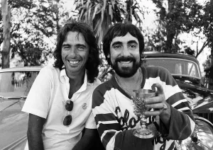 Alice Cooper American rock singer real name Vincent Furnier with Keith Moon 1976 Alice Cooper American rock singer real name Vincent Furnier with Keith Moon 1976