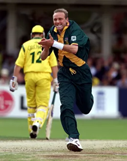 Allan Donald South Africa Celebrates Taking The Wicket Of Damien Fleming at the Cricket Allan Donald South Africa Celebrates Taking The Wicket Of Damien Fleming at the Cricket