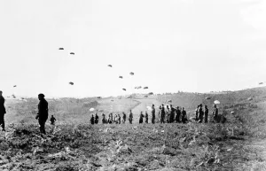 Allied troops parachute into Correze France during WW2 1944 Allied troops parachute into Correze France during WW2 1944
