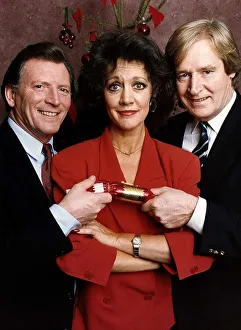 Amanda Barrie Actress With Fellow Actors Ken Roach Johnny Briggs In The Christmas Spirit Amanda Barrie Actress With Fellow Actors Ken Roach Johnny Briggs In The Christmas Spirit