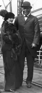 American boxer Jack Johnston seen here on his arrival at Folkestone with his second wife American boxer Jack Johnston seen here on his arrival at Folkestone with his second wife