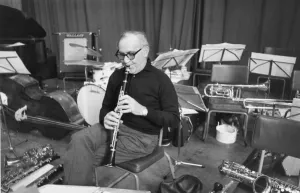 American clarinetist Benny Goodman seen here rehearsing for a Albert Hall concert at American clarinetist Benny Goodman seen here rehearsing for a Albert Hall concert at
