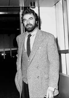 American movie star Tom Selleck leaves London airport for Los Angeles December 1990 American movie star Tom Selleck leaves London airport for Los Angeles December 1990
