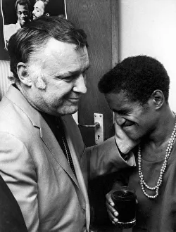 American singer Sammy Davis Jnr with actor Rod Steiger, backstage after his performance American singer Sammy Davis Jnr with actor Rod Steiger, backstage after his performance