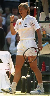 American tennis player Martina Navratilovacelebrates as she progresses to the next round American tennis player Martina Navratilovacelebrates as she progresses to the next round