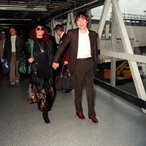 Andrew Lloyd Webber composer songwriter with his wife Sarah Brightman singer at Heathrow Andrew Lloyd Webber composer songwriter with his wife Sarah Brightman singer at Heathrow