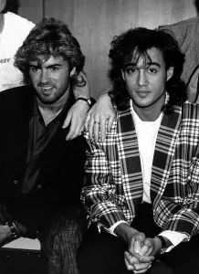 Andrew Ridgeley and George Michael of pop duo Wham, 1985 Andrew Ridgeley and George Michael of pop duo Wham, 1985