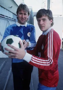 Andy Goram & Alan Rough Hibs goalkeepers October 1987 Andy Goram & Alan Rough Hibs goalkeepers October 1987