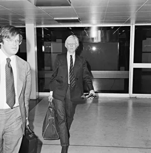 Andy Warhol leaving Heathrow Airport for New York, flying on Concorde Andy Warhol leaving Heathrow Airport for New York, flying on Concorde