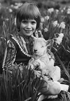 Animals - Children with Lambs. March 1981 P000499 Animals - Children with Lambs. March 1981 P000499