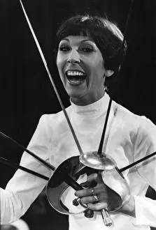 Anita Harris in sword fencing gear for TV photocall - February 1982 22/02/1982 Anita Harris in sword fencing gear for TV photocall - February 1982 22/02/1982