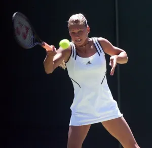 Anna Kournikova Russia June 1999 playing against Ines Gorrochateguin who retired Anna Kournikova Russia June 1999 playing against Ines Gorrochateguin who retired