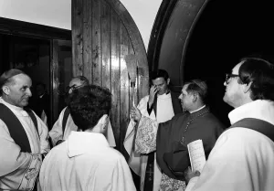Archbishop of Warsaw Cardinal Glemp visits Leicester. 25th February 1985 Archbishop of Warsaw Cardinal Glemp visits Leicester. 25th February 1985