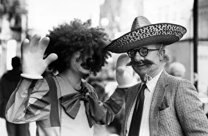 Archie MacPherson Sports Commentator with glasgow student Finlay Jollife dressed as a Archie MacPherson Sports Commentator with glasgow student Finlay Jollife dressed as a