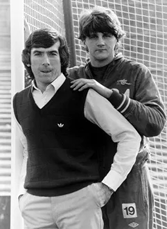 Arsenal keepers Pat Jennings (left) and John Lukic. 2nd November 1984 Arsenal keepers Pat Jennings (left) and John Lukic. 2nd November 1984