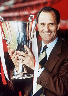 Arsenal manager George Graham holds the European cup winners cup trophy May 1994 Arsenal manager George Graham holds the European cup winners cup trophy May 1994