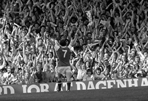 Arsenal v Leeds Liam Brady celebrates his goal with the crowd 19/08/1978 Arsenal v Leeds Liam Brady celebrates his goal with the crowd 19/08/1978