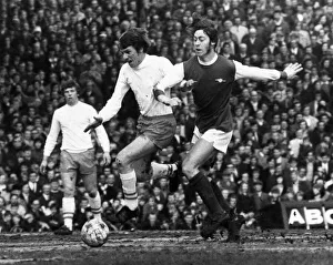Arsenal's Charlie George tries to beat a Blackpool defender. March 1971 P006191 Arsenal's Charlie George tries to beat a Blackpool defender. March 1971 P006191