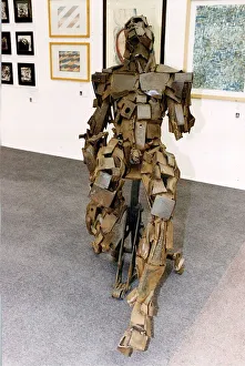 Art Sculpture metal man by Caroline Morgan of Norfolk Institute of Art and Design. 1991 Art Sculpture metal man by Caroline Morgan of Norfolk Institute of Art and Design. 1991