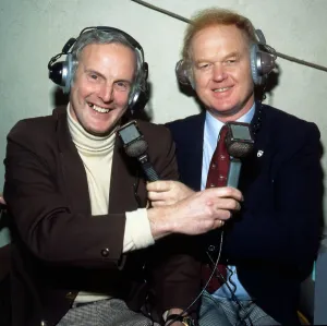 Arthur Montford with Archie MacPherson football commentators December 1988 Arthur Montford with Archie MacPherson football commentators December 1988