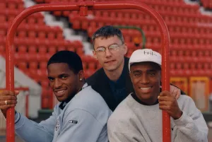 Athlete Jonathan Edwards L to r, Ato Boldon Athlete Jonathan Edwards L to r, Ato Boldon