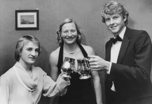 Athlete Steve Cram Olympic gold medalist Mary Peters (centre Athlete Steve Cram Olympic gold medalist Mary Peters (centre