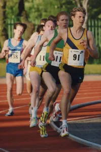 Athlete Steve Cram Steve Cram leads the pack in an 800 metre Tyneside Athlete Steve Cram Steve Cram leads the pack in an 800 metre Tyneside