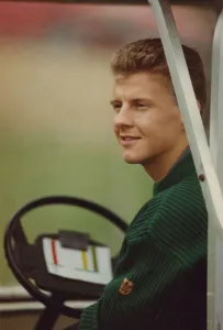 Athlete Steve Cram Steve Cram pictured relaxing in a golf buggy 15 October Athlete Steve Cram Steve Cram pictured relaxing in a golf buggy 15 October