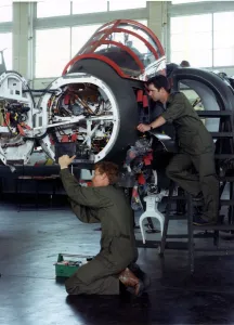 Aviation - RAF St Athan - Engineers at St Athan work on a Harrier GR7 which were serving Aviation - RAF St Athan - Engineers at St Athan work on a Harrier GR7 which were serving