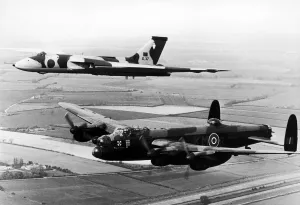Avro Lancaster bomber commemorative flight over Derwent Dam Avro Lancaster bomber commemorative flight over Derwent Dam