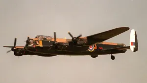 Avro Lancaster Bomber of the RAF Memorial Flight at Farnborough Airshow epd Avro Lancaster Bomber of the RAF Memorial Flight at Farnborough Airshow epd