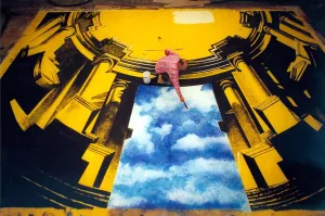 The backcloth painted by scenic artist Alan Wood for the Newcastle Play House' The backcloth painted by scenic artist Alan Wood for the Newcastle Play House'