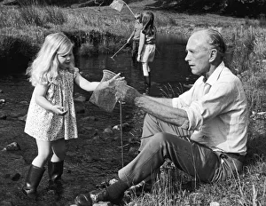Bagging a brace of tiddlers with his grand daughter Clare is Sir Alec Douglas Home Bagging a brace of tiddlers with his grand daughter Clare is Sir Alec Douglas Home