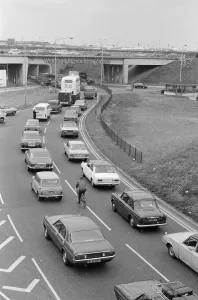 Bank holiday traffic at Heathrow. 31st May 1976 Bank holiday traffic at Heathrow. 31st May 1976