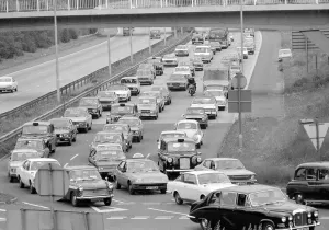 Bank holiday traffic at Heathrow. 31st May 1976 Bank holiday traffic at Heathrow. 31st May 1976