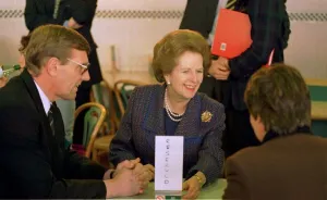 Baroness Thatcher talks to shoppers in the restaurant on a visit to a Stirling Safeway Baroness Thatcher talks to shoppers in the restaurant on a visit to a Stirling Safeway