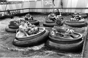 Barry Island - Children enjoy their time on the bumper boats at the funfair at Barry Barry Island - Children enjoy their time on the bumper boats at the funfair at Barry