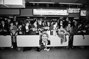 Barry Manilow fans hoping to see him at Heathrow Airport. 7th January 1982 Barry Manilow fans hoping to see him at Heathrow Airport. 7th January 1982