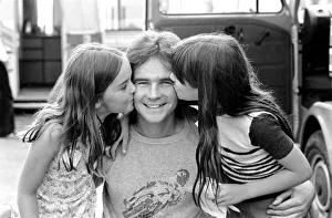 Barry Sheene gets a good luck kiss from Sonia Salmons (left aged 9 Barry Sheene gets a good luck kiss from Sonia Salmons (left aged 9