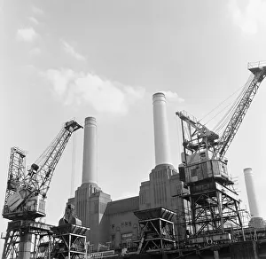 Battersea Power Station and cranes. 21st August 1971 Battersea Power Station and cranes. 21st August 1971