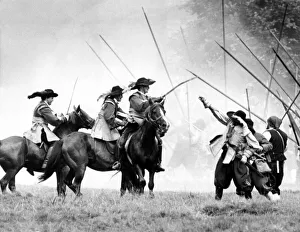 Battle re-enactments - The Roundheads and Cavaliers battle it out at Ford Castle in Battle re-enactments - The Roundheads and Cavaliers battle it out at Ford Castle in