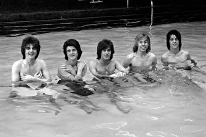 The Bay City Rollers celebrate their chart success with a quick dip in the pool The Bay City Rollers celebrate their chart success with a quick dip in the pool