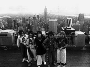 Bay City Rollers standing on top of the RCA building in New York during their first tour Bay City Rollers standing on top of the RCA building in New York during their first tour
