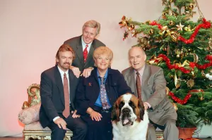 BBC christmas photocall, pictured at the back, Michael Aspel, front row, left to right BBC christmas photocall, pictured at the back, Michael Aspel, front row, left to right