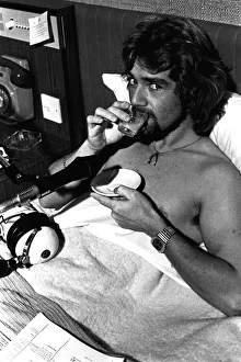 BBC Radio One DJ Noel Edmonds doing his breakfast radio show from his bed at the Centre BBC Radio One DJ Noel Edmonds doing his breakfast radio show from his bed at the Centre