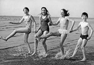 Down on the Beach, Left to right, Mary Riley (13), Margaret Rodgers (14) Down on the Beach, Left to right, Mary Riley (13), Margaret Rodgers (14)