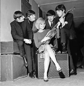 The Beatles in Paris with French singer Sylvie Vartan January 1964 The Beatles in Paris with French singer Sylvie Vartan January 1964